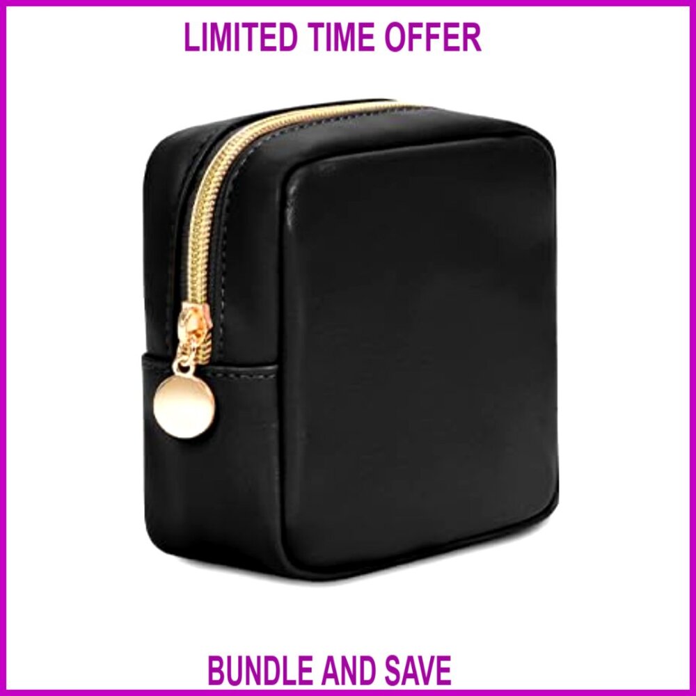 Vegan Leather Tote Bag with Mini Makeup Bag, Water-Resistant